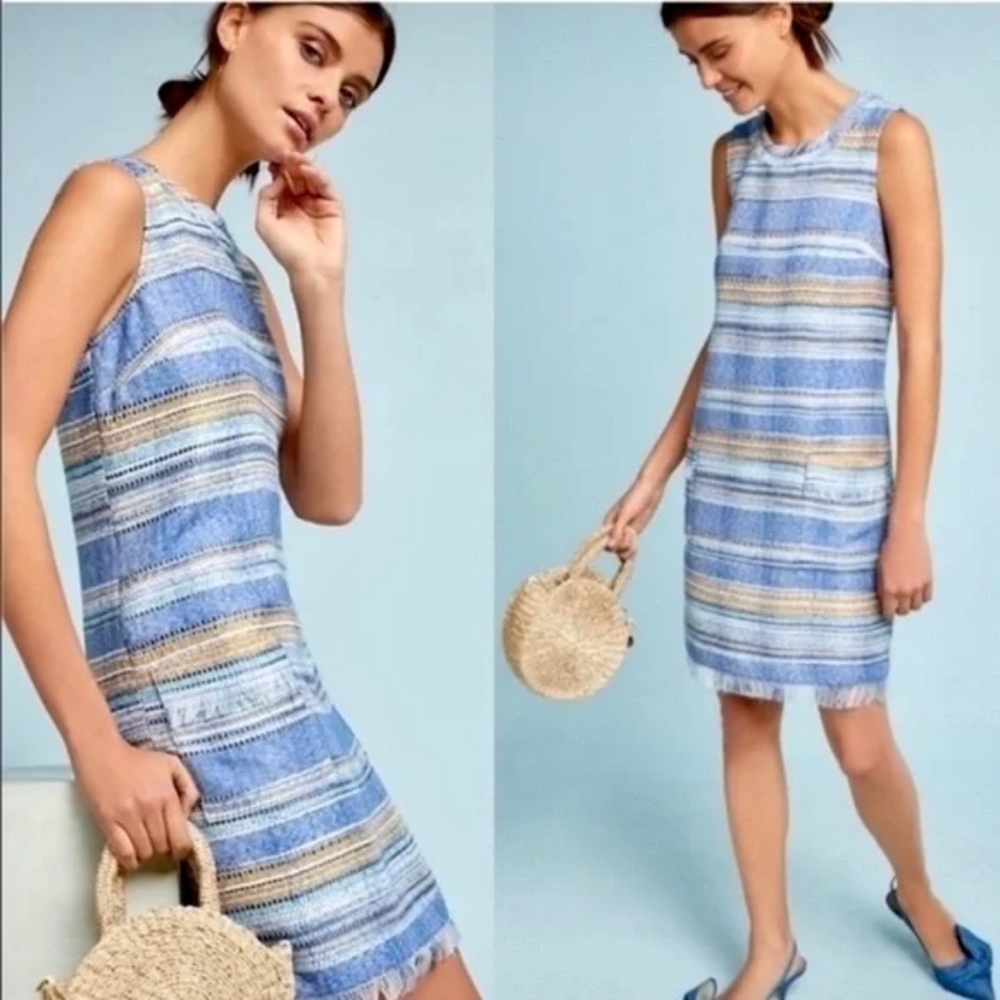 Anthropologie Akemi + Kin Fringed Tweed Shift Dress